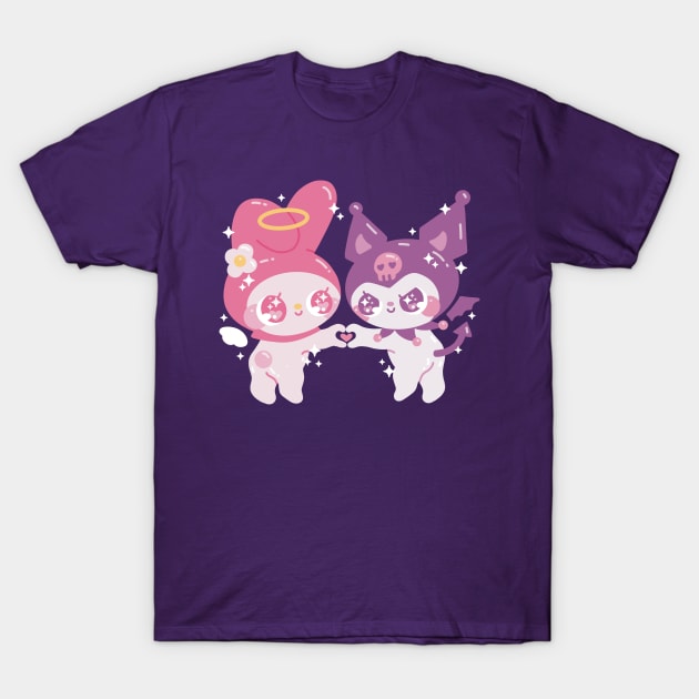 Angel and Devil T-Shirt by Sweetums Art Shop